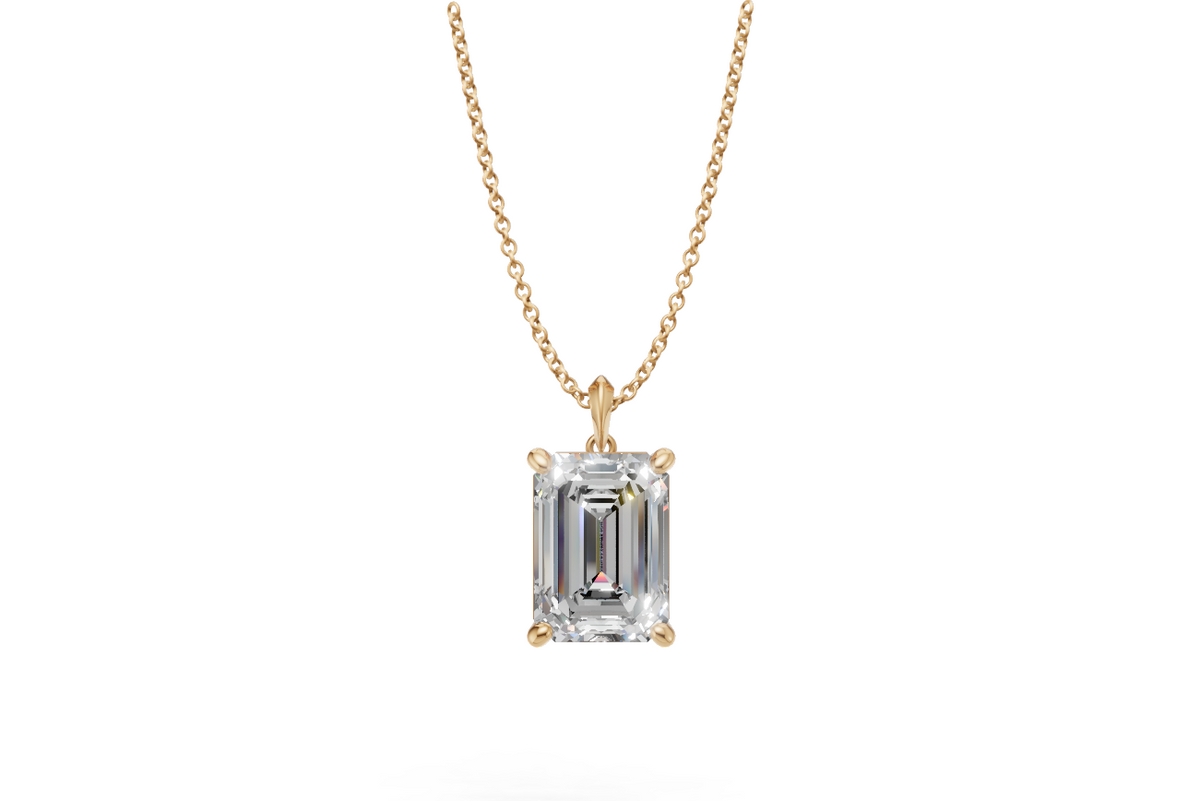 Emerald Diamond Solitaire Pendant