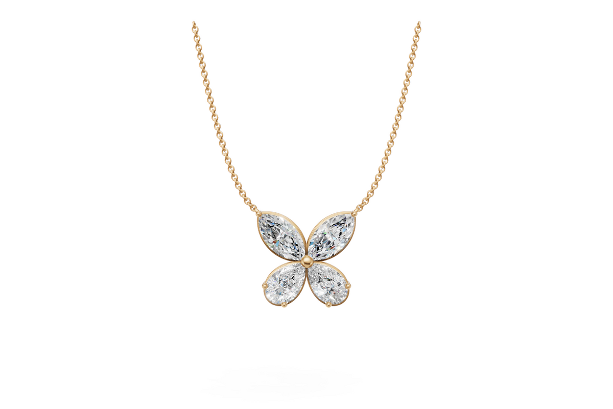 Marquise & Pear Diamond Butterfly Necklace