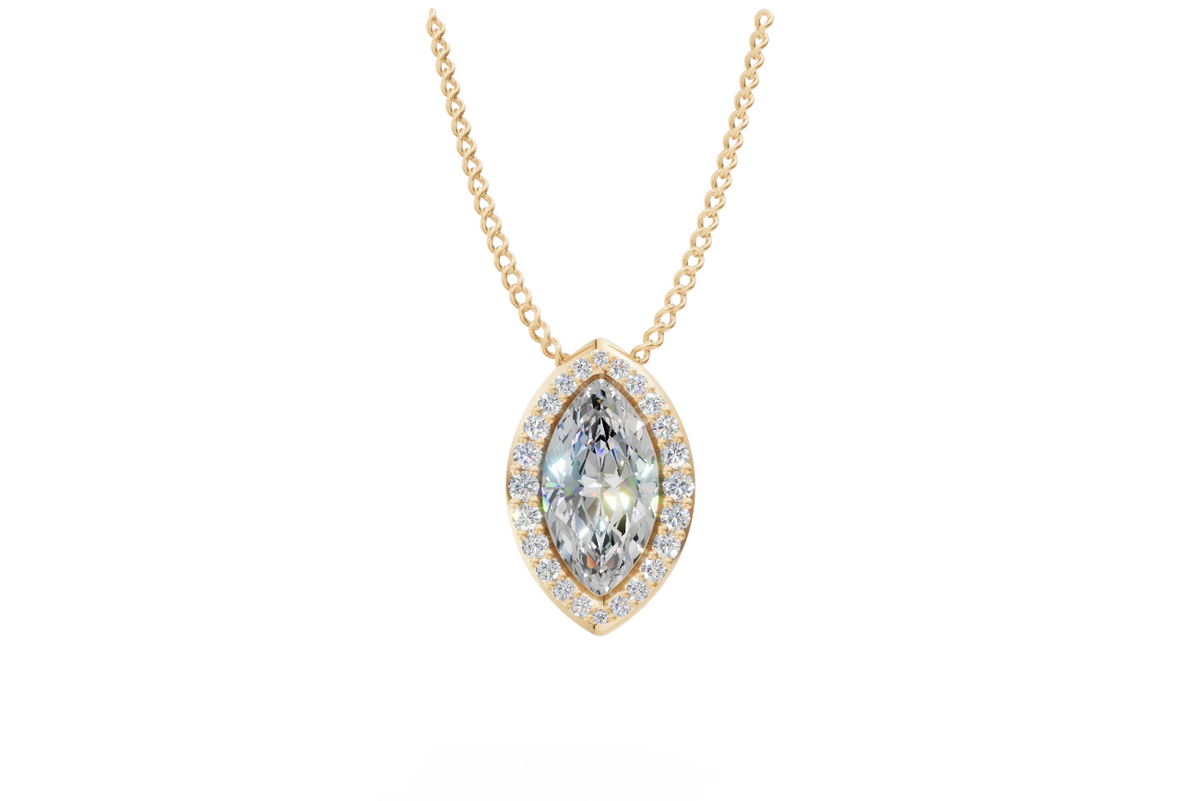 Marquise Diamond Halo Pendant