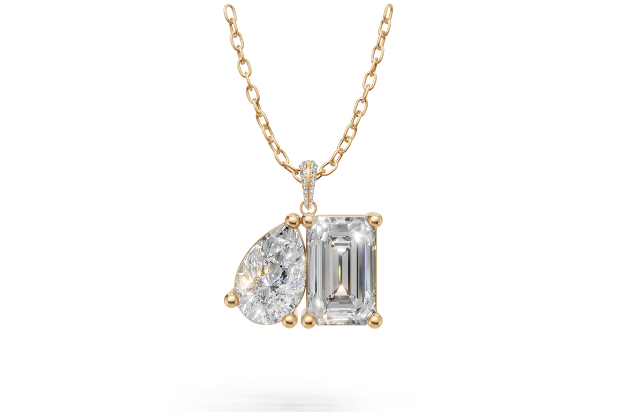 Emerald & Pear Toi et Moi Diamond Pendant