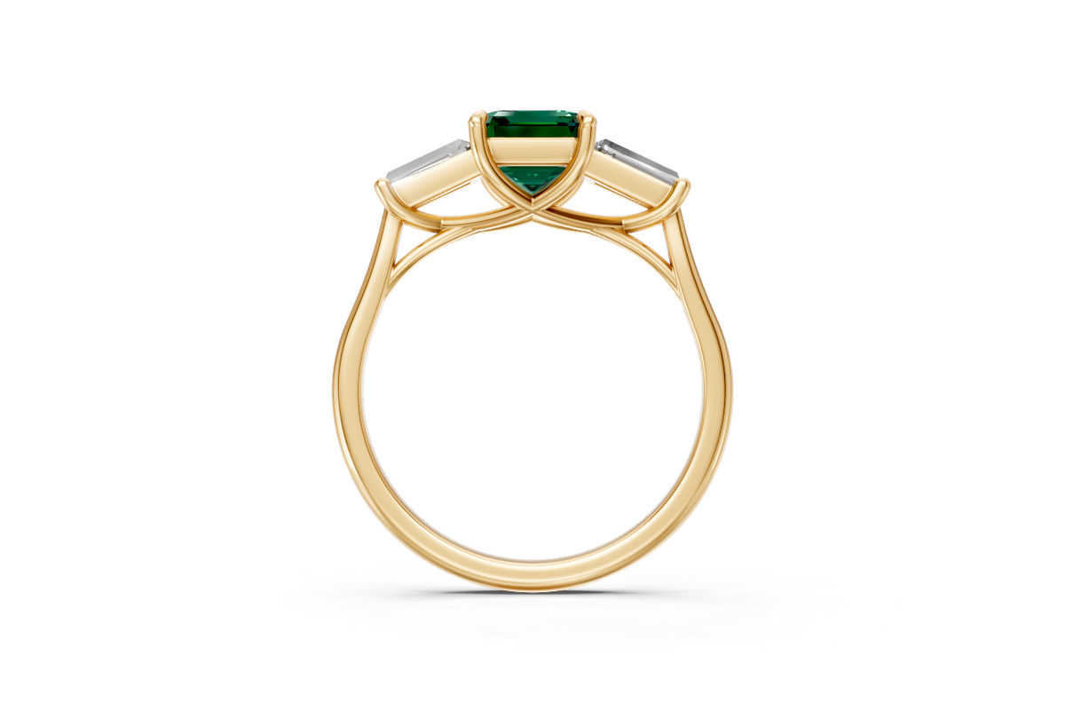Emerald & Tapered Baguette Trilogy Ring