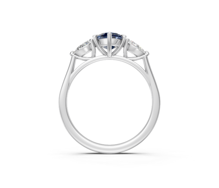 Marquise-Cut Sapphire & Pear Diamond Trilogy Ring