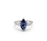 Marquise-Cut Sapphire & Pear Diamond Trilogy Ring