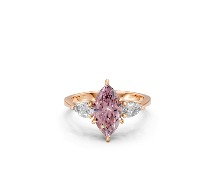 Marquise-Cut Pink Diamond & Pear Trilogy Ring