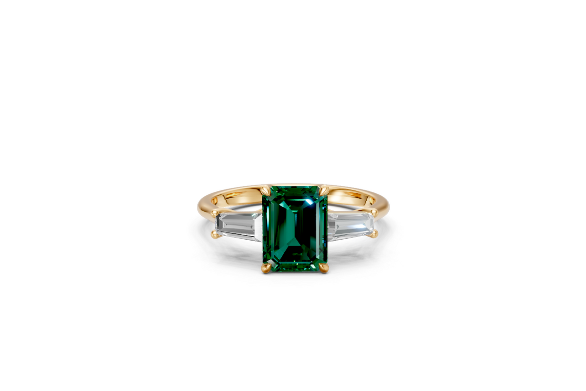 Emerald & Tapered Baguette Trilogy Ring