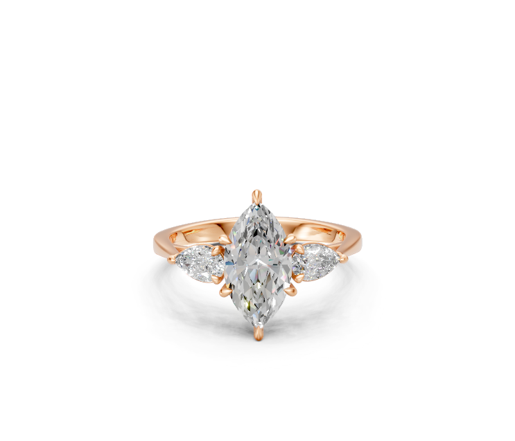 Marquise-Cut & Pear Diamond Trilogy Ring