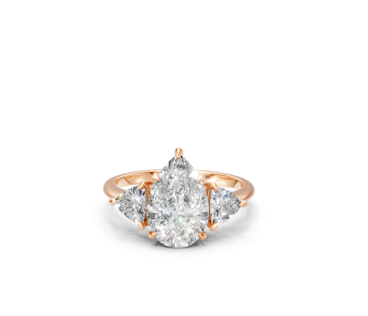 Pear-Cut Diamond & Trillion Trilogy Ring