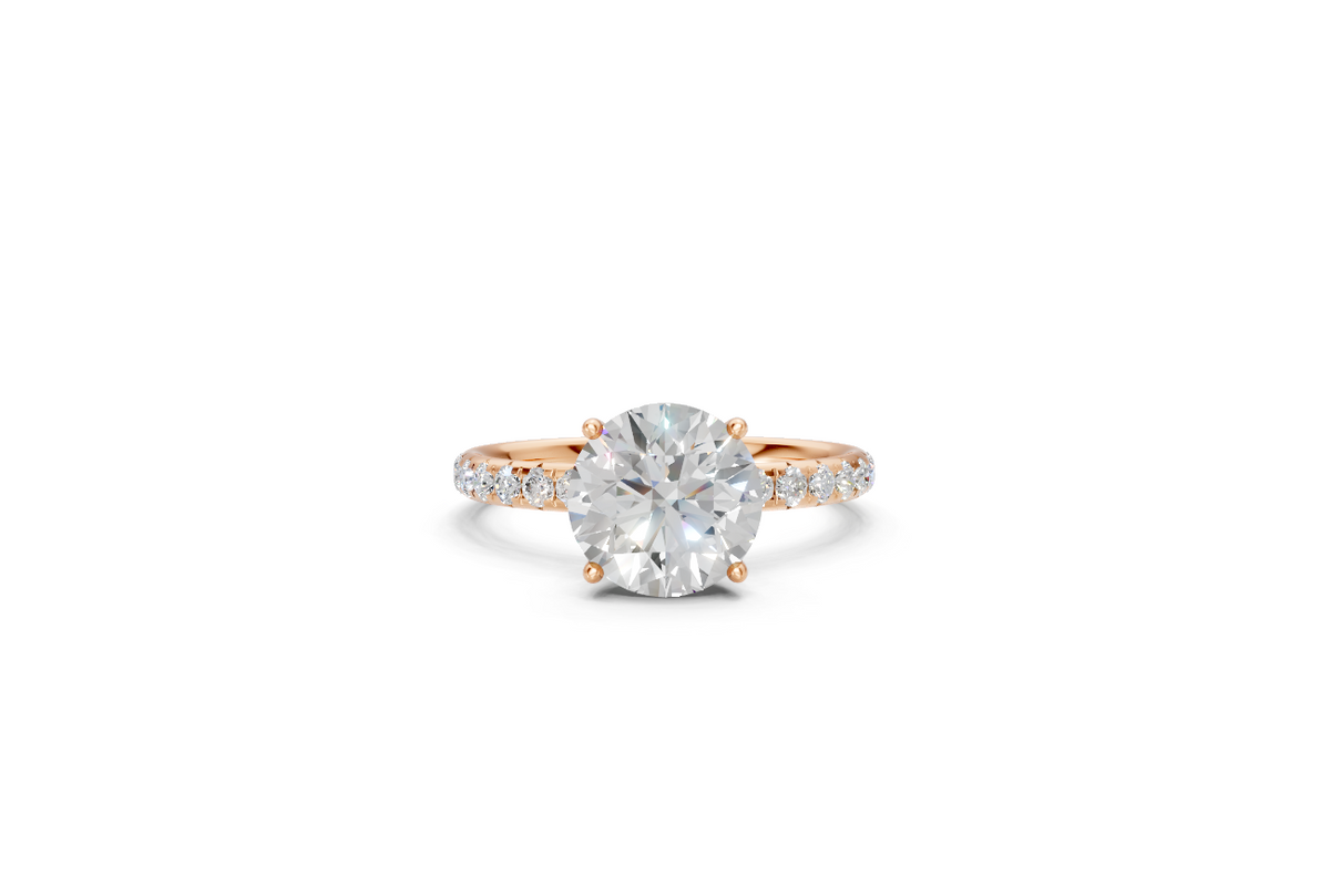 Round-Cut Solitaire Ring with Diamond Band