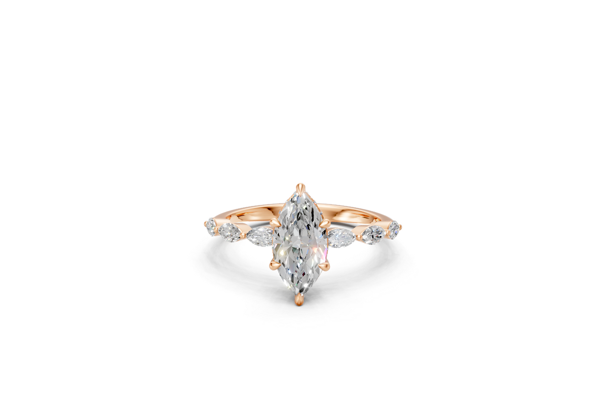 Marquise-Cut Solitaire Ring with Marquise Diamond Band