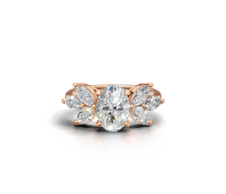 Oval Diamond Floral Multi-Stone Ring