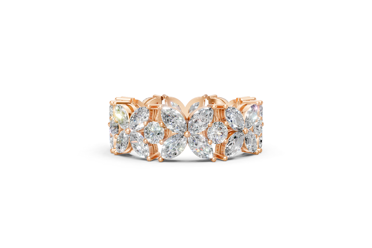 Marquise & Round Diamond Floral Eternity Ring
