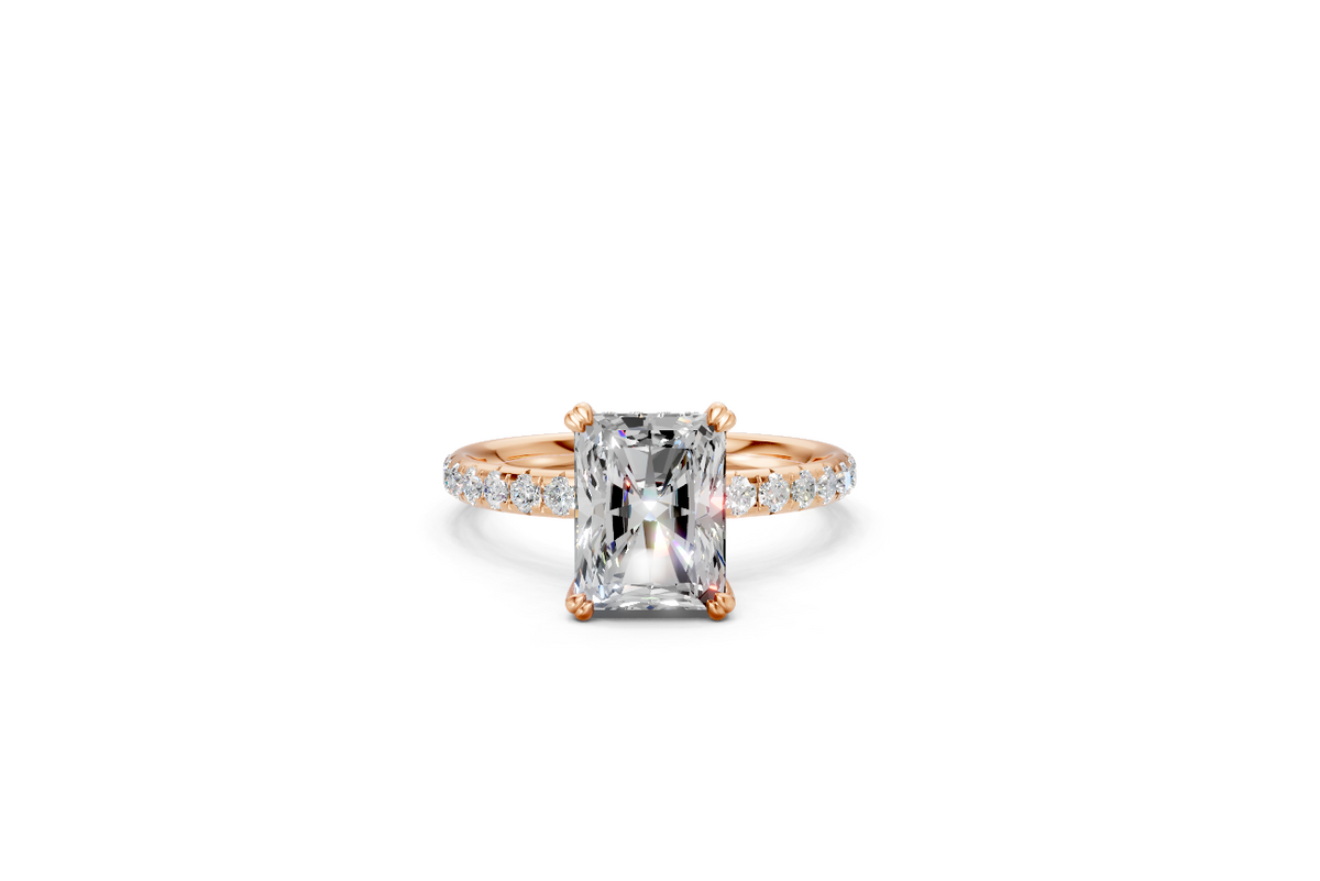 Radiant-Cut Solitaire Ring with Diamond Band