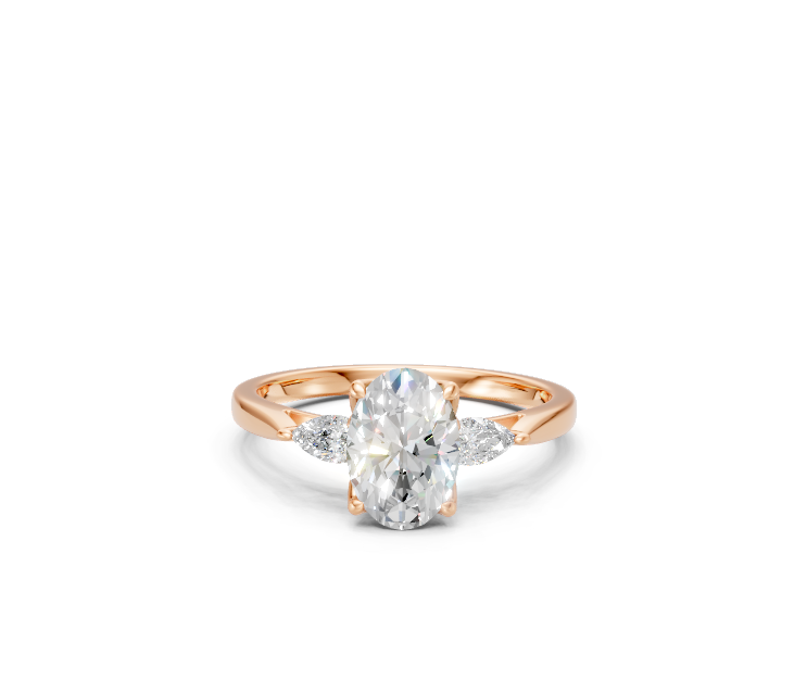 Oval-Cut & Pear Diamond Trilogy Ring