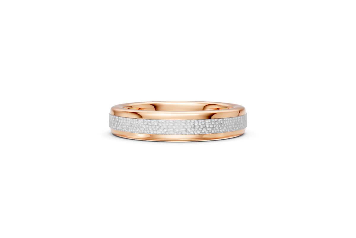 Men’s Two-Tone Hammered Wedding Band