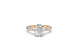 Oval Solitaire Ring with Baguette Diamond Band