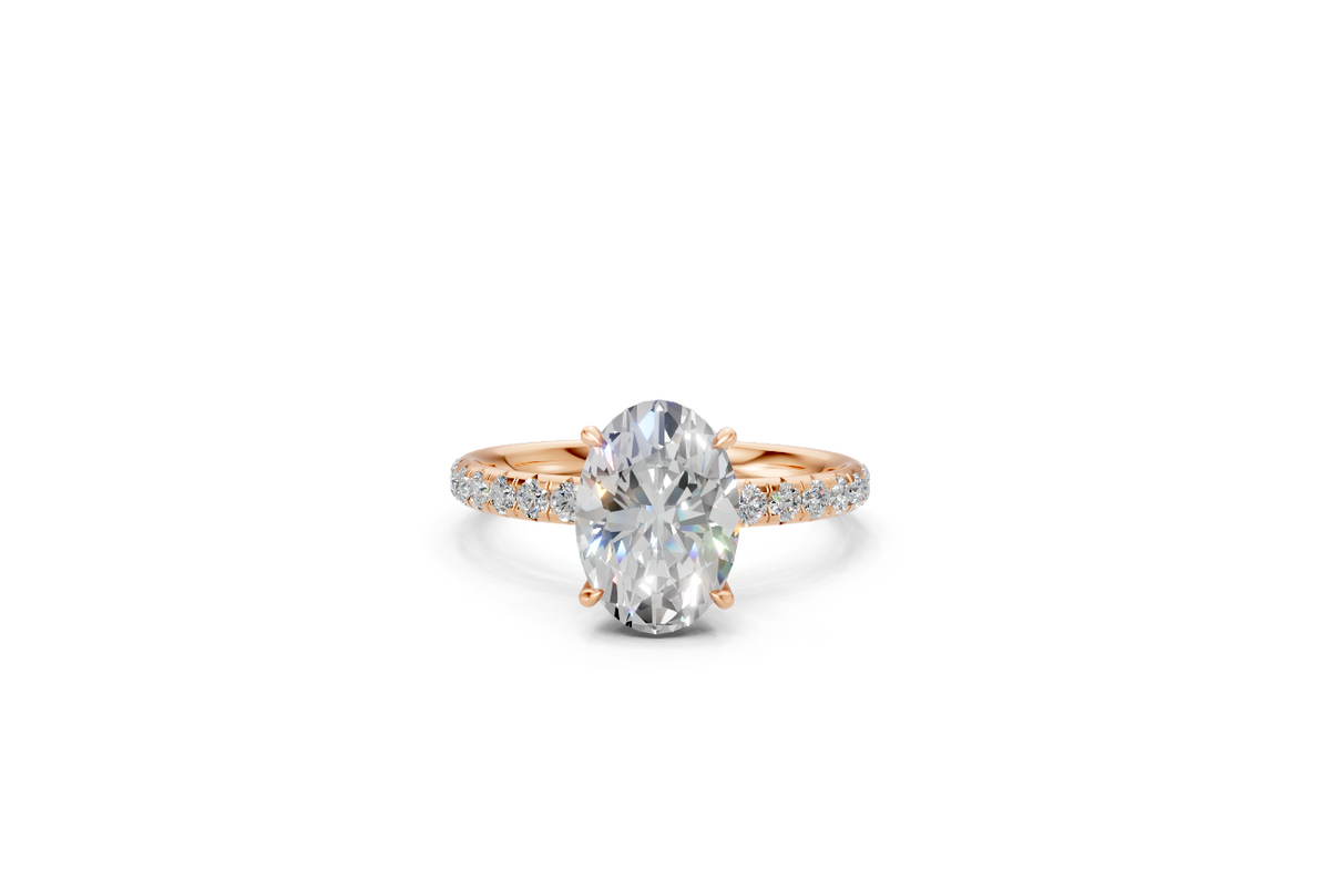 Oval-Cut Solitaire Ring with Diamond Band