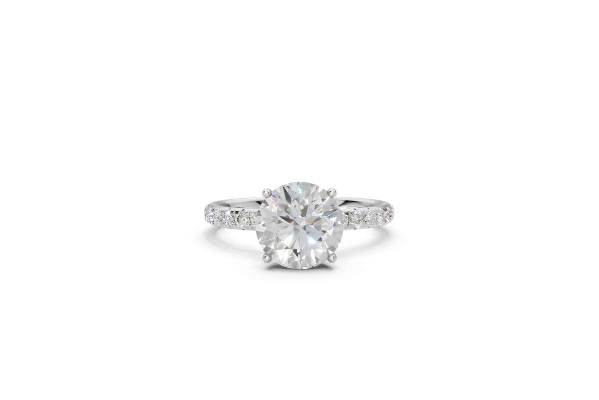 Round-Cut Solitaire Ring with Diamond Band