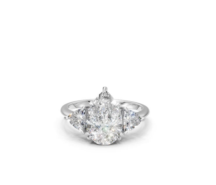 Pear-Cut Diamond & Trillion Trilogy Ring