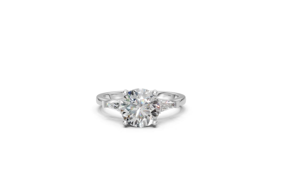Round-Cut & Tapered Baguette Diamond Trilogy Ring