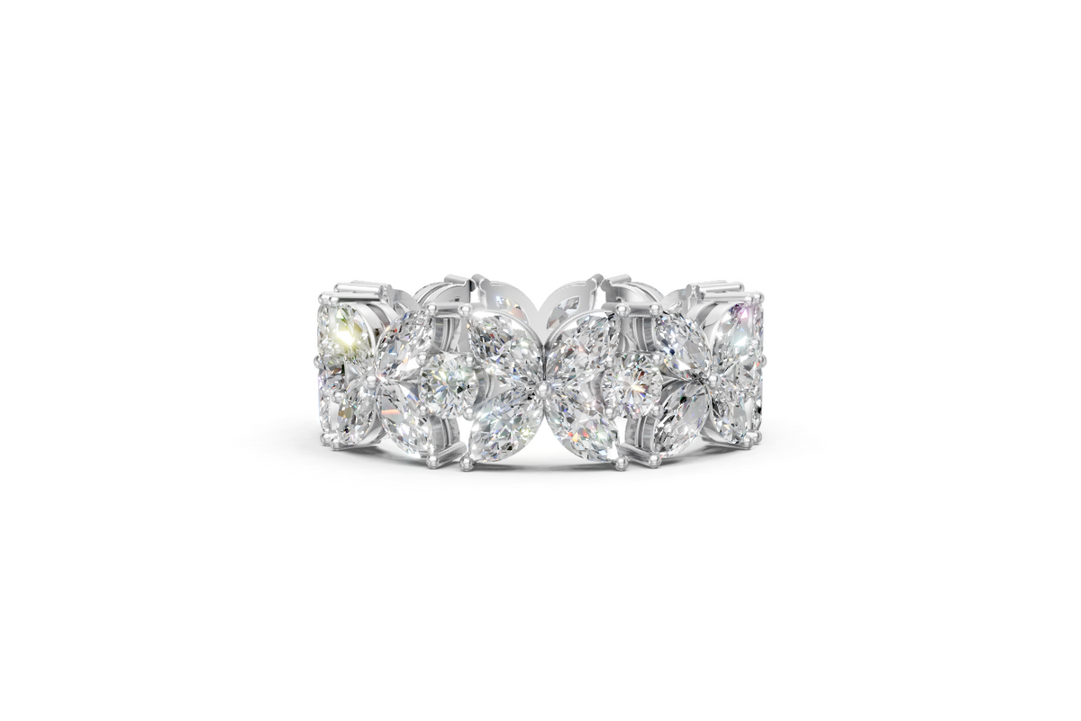 Marquise & Round Diamond Floral Eternity Ring