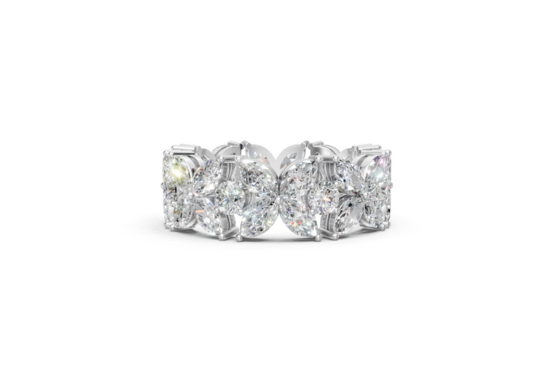 Marquise & Round Diamond Floral Eternity Ring