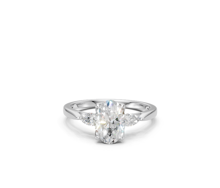 Oval-Cut & Pear Diamond Trilogy Ring