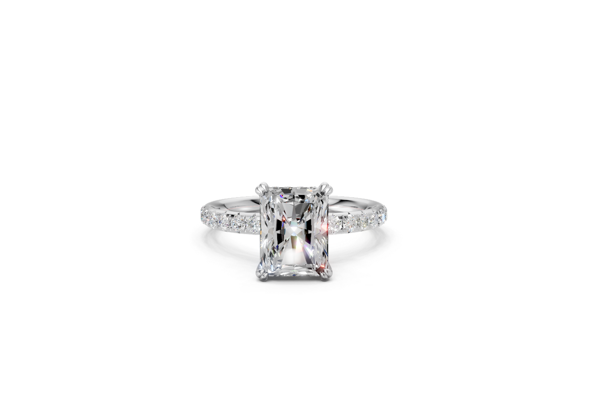 Radiant-Cut Solitaire Ring with Diamond Band