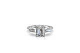 Emerald-Cut Diamond & Tapered Baguette Trilogy Ring