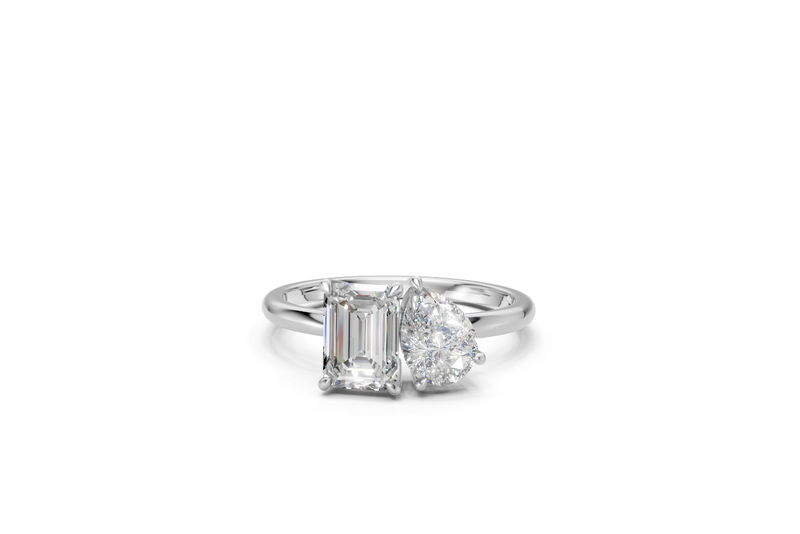 Emerald & Pear Toi Et Moi Ring