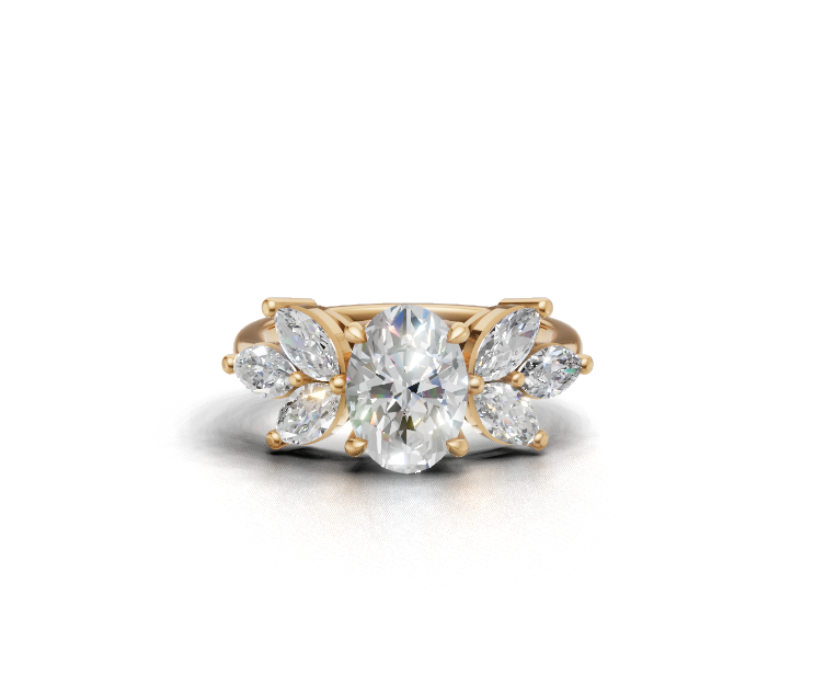 Oval Diamond Floral Multi-Stone Ring