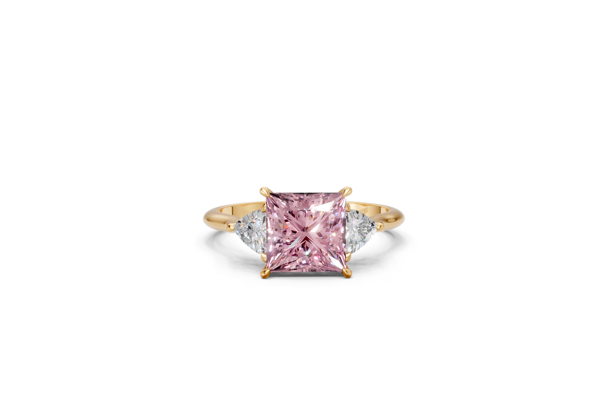 Princess-Cut Pink Diamond & Trillion Trilogy Ring