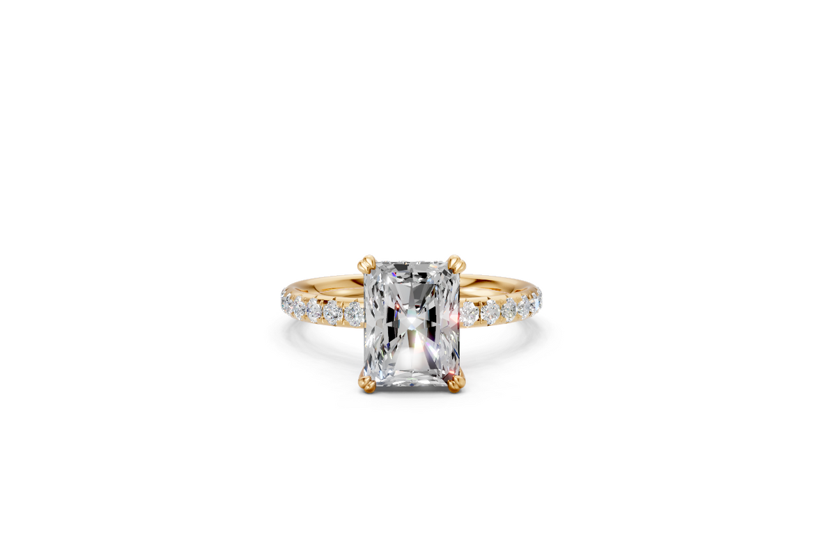 Radiant-Cut Solitaire Ring with Diamond Band