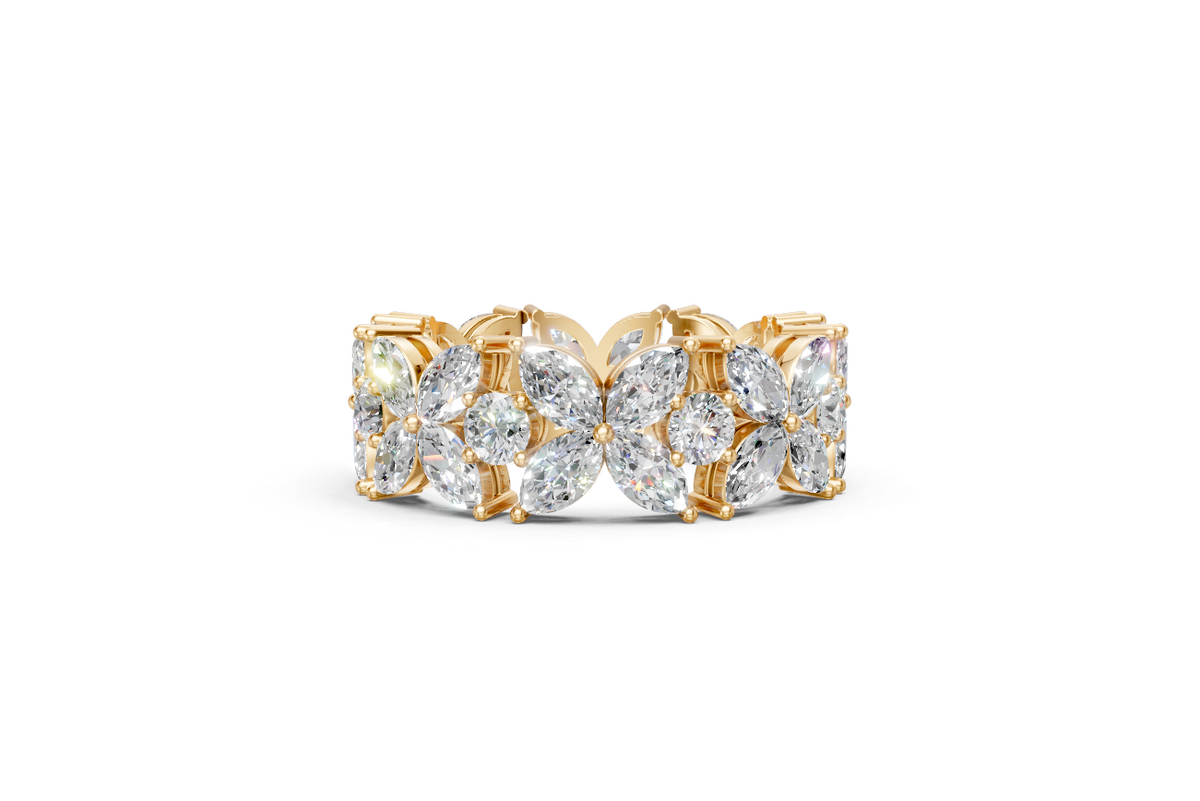 Marquise & Round Diamond Floral Eternity Ring