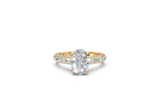 Oval Solitaire Ring with Baguette Diamond Band