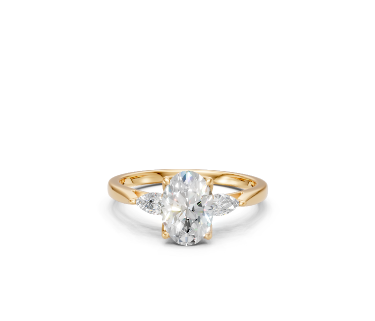 Oval-Cut & Pear Diamond Trilogy Ring