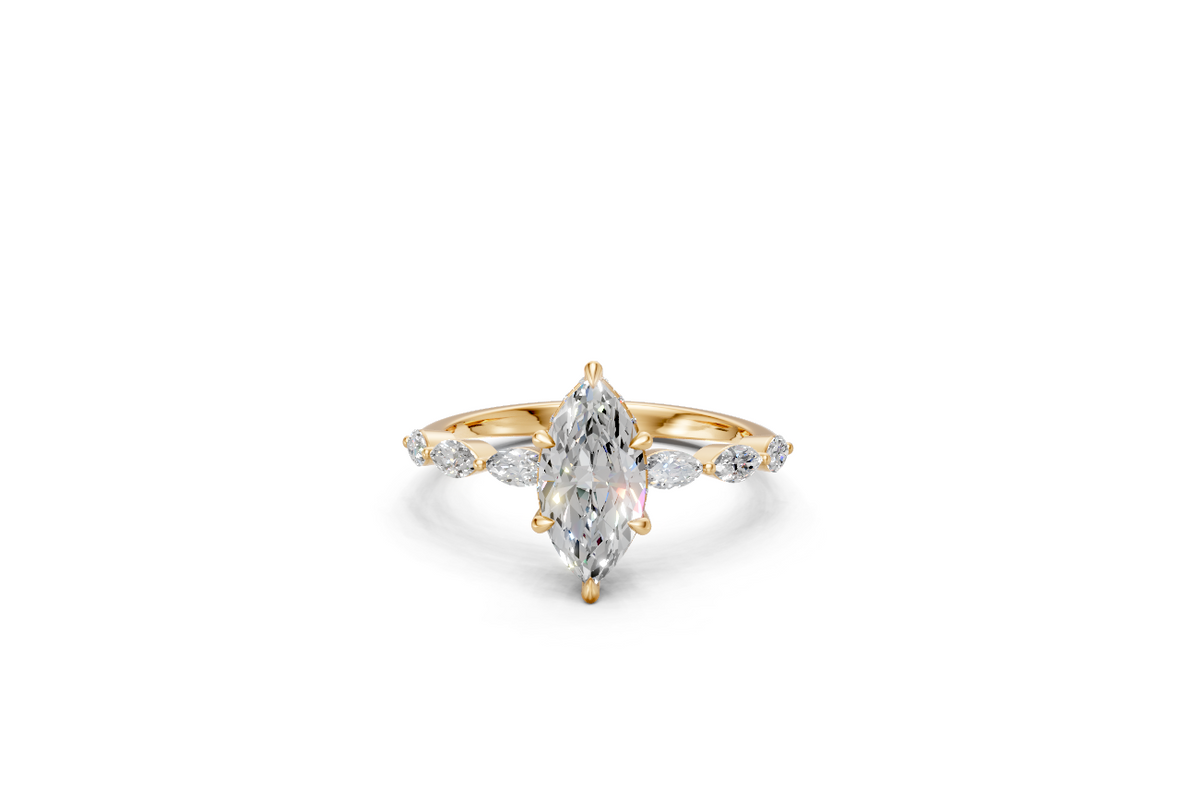Marquise-Cut Solitaire Ring with Marquise Diamond Band