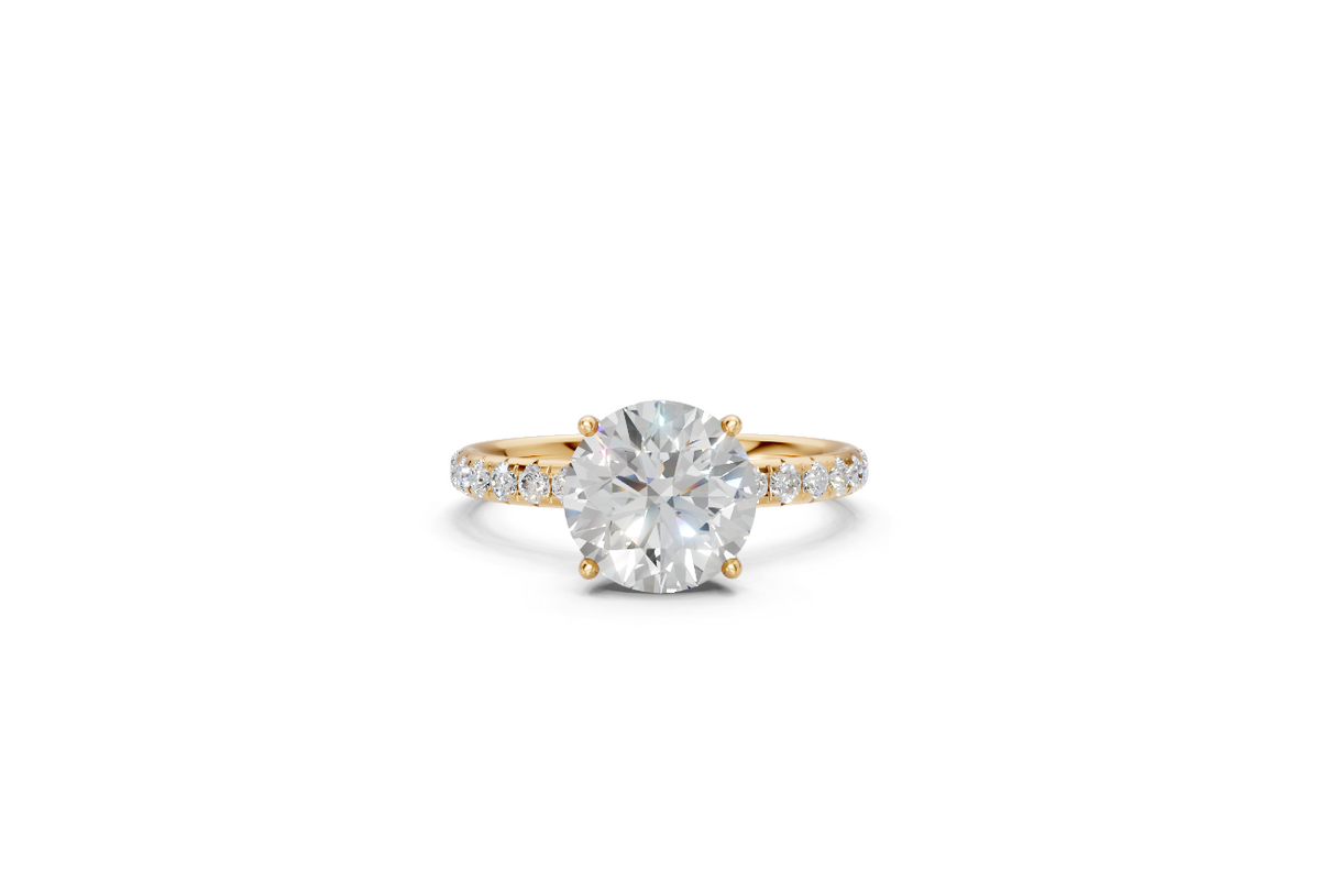 Round-Cut Solitaire Ring with Diamond Band