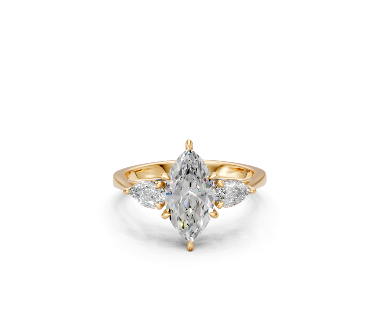 Marquise-Cut & Pear Diamond Trilogy Ring