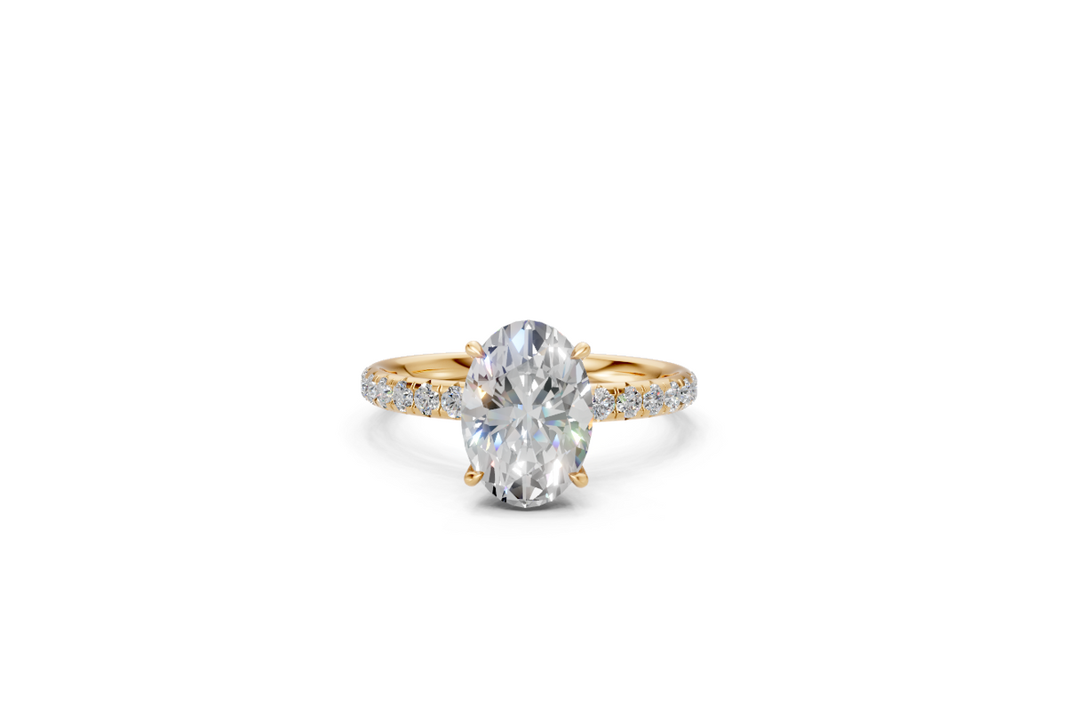 Oval-Cut Solitaire Ring with Diamond Band