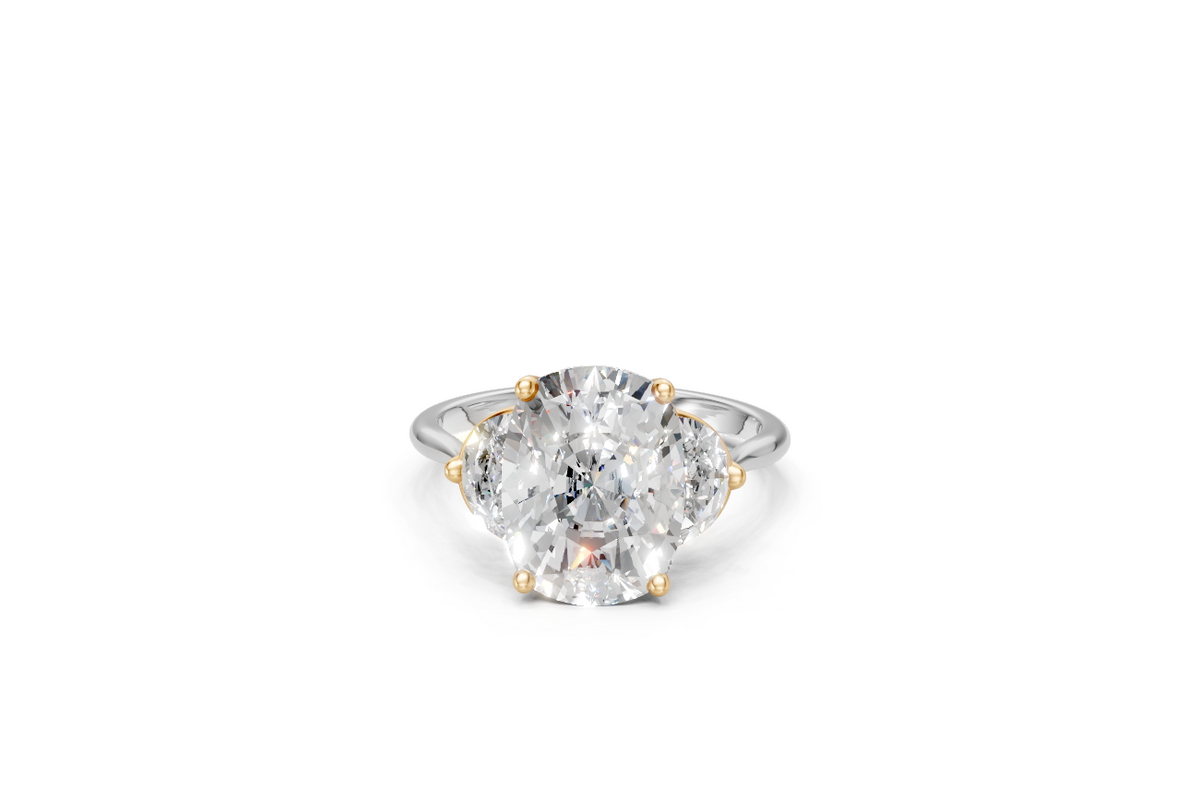 Two-Tone Elongated Cushion & Half Moon Trilogy Ring