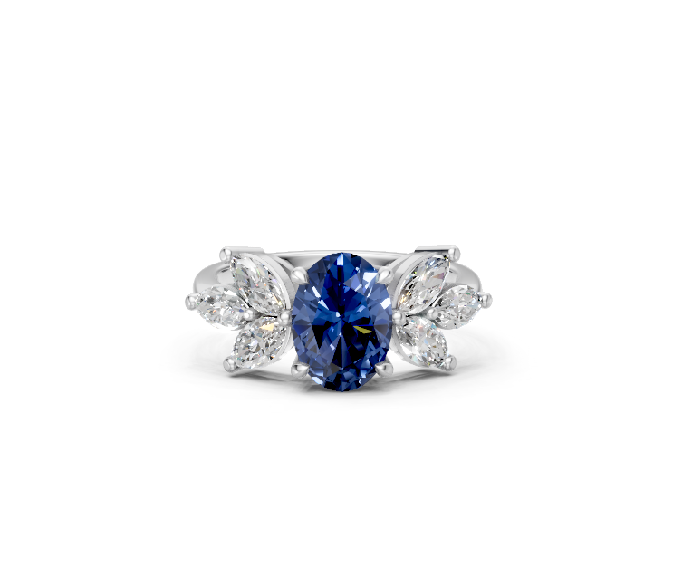 Blue Sapphire Floral Statement Ring
