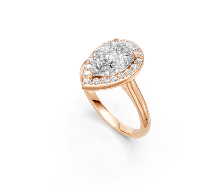 Pear-Cut Halo Diamond Ring