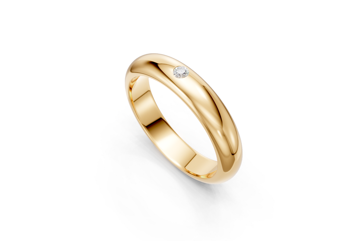 Men’s Single-Diamond Court Wedding Band