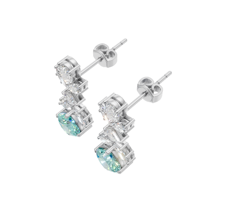 Paraíba Tourmaline & Mixed-Cut Diamond Cascade Earrings