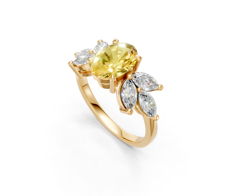Fancy Yellow Diamond Floral Statement Ring