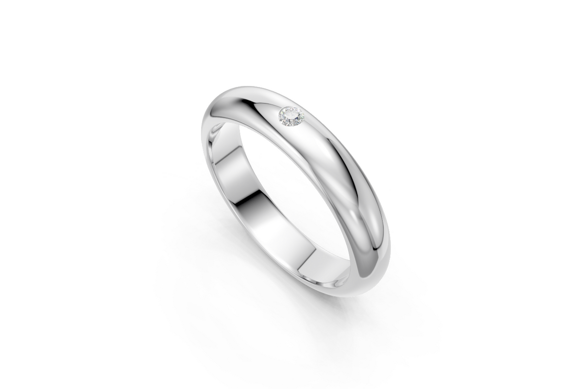 Men’s Single-Diamond Court Wedding Band