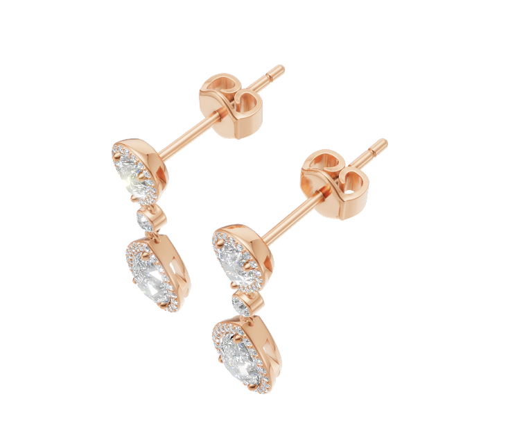 Pear-Cut Diamond Halo Drop Earrings