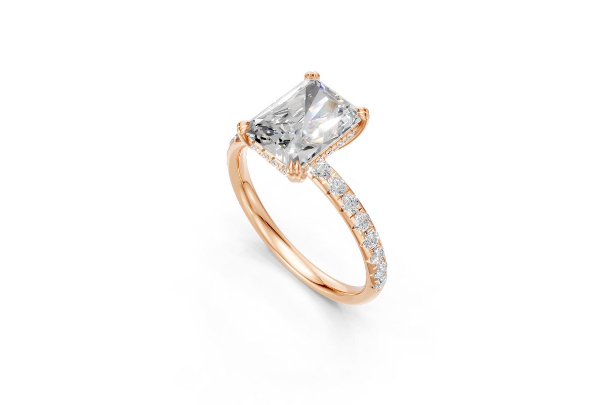 Radiant-Cut Solitaire Ring with Diamond Band