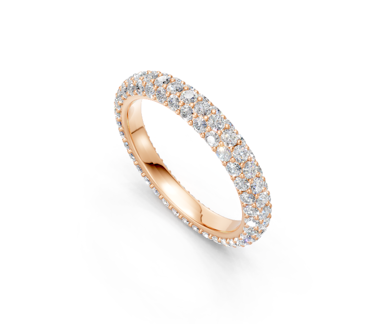 Pavé Set Round-Cut Diamonds Wedding Band