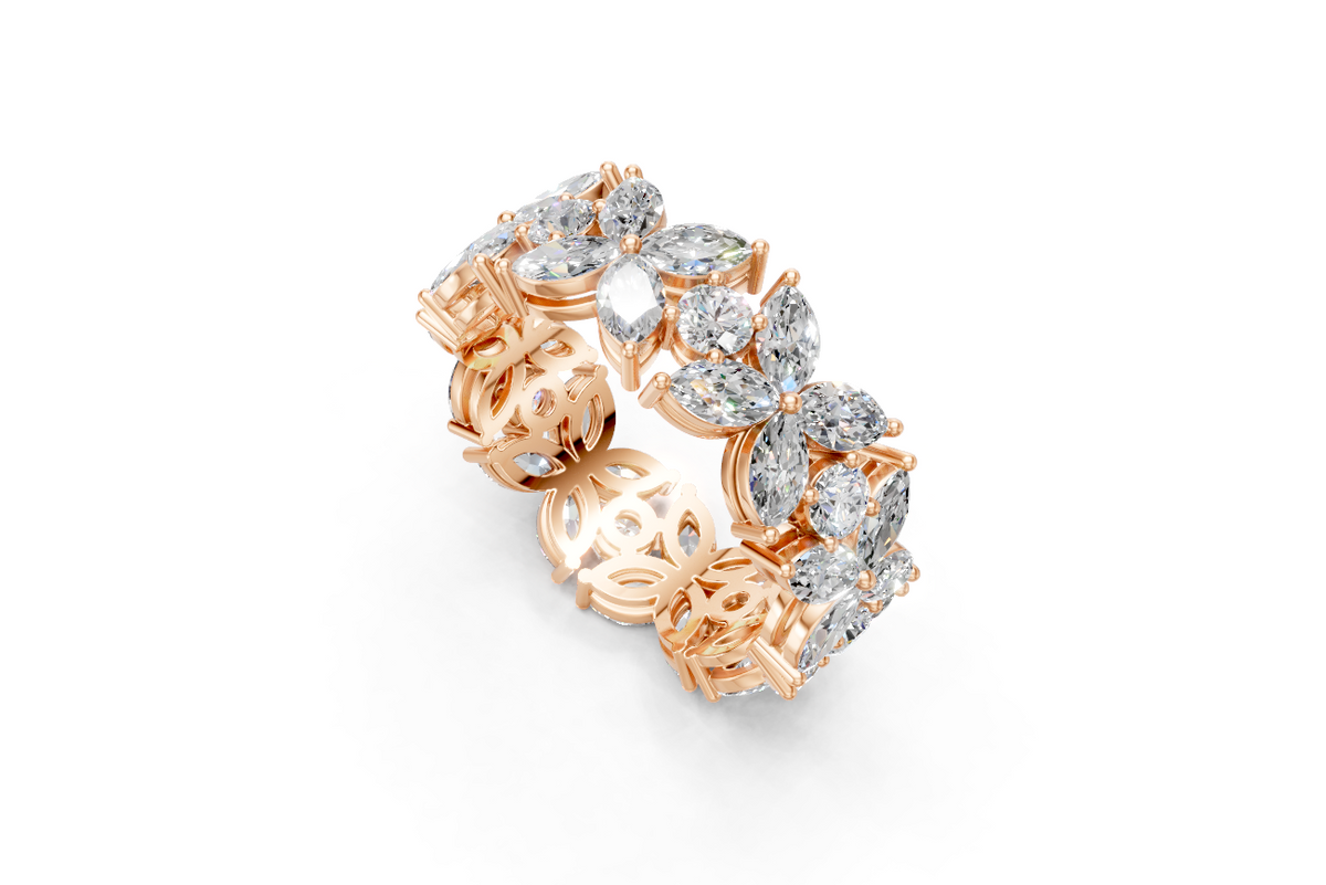 Marquise & Round Diamond Floral Eternity Ring